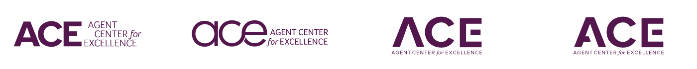 examples of different ACE Agent Center for Excellence logo designs