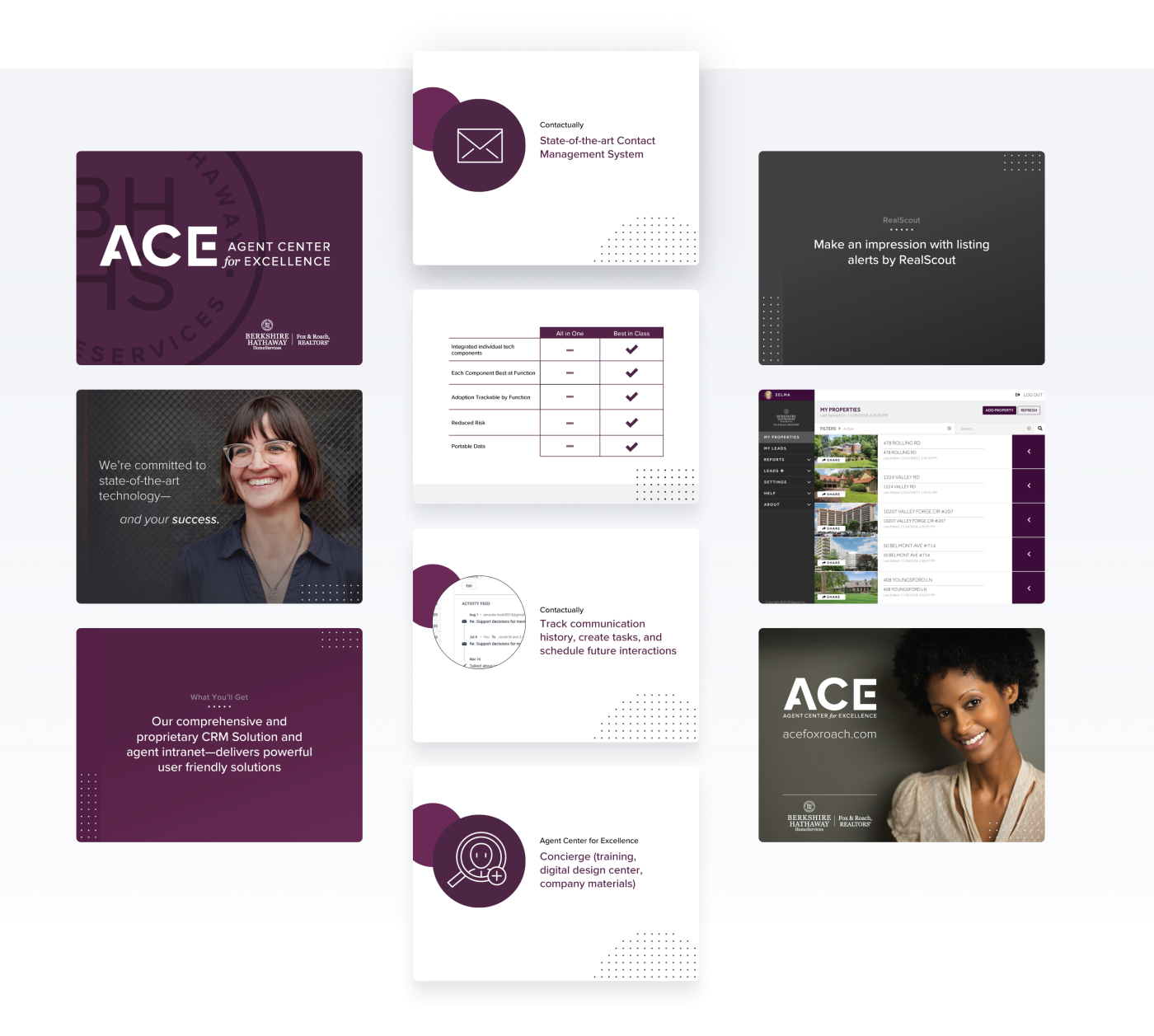 slides featuring the ACE logo and happy people