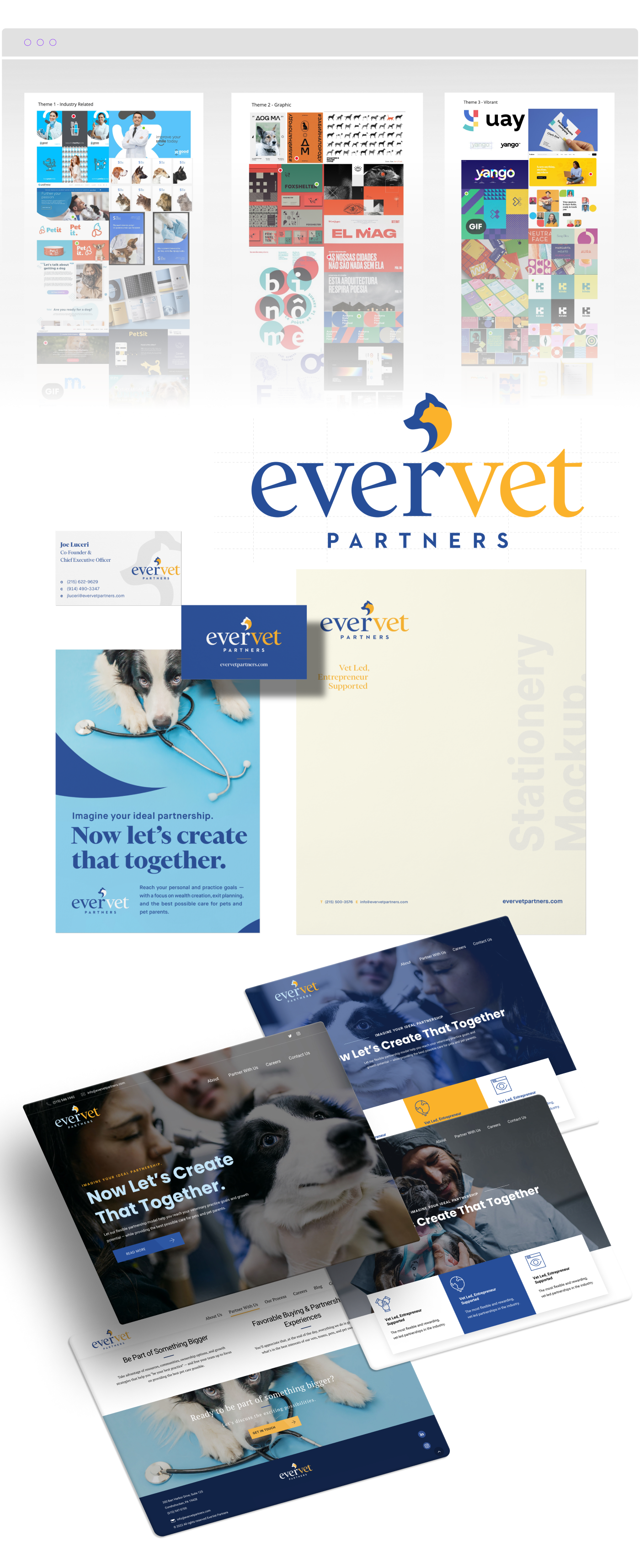 design explorations for EverVet with animal graphics and logos