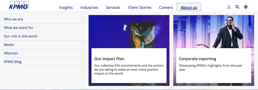 KPMG navigation with callout images