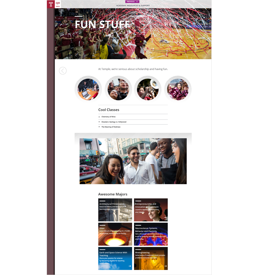 the Temple viewbook with
