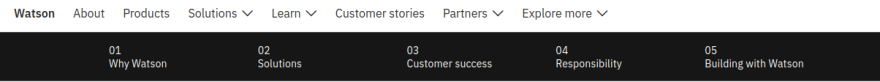 IBM Watson jump links under the main menu