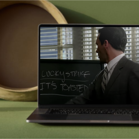 a laptop screen with a scene from 