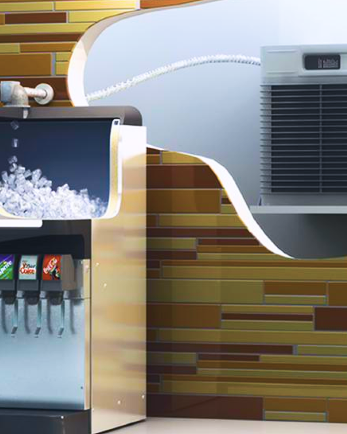 a representation of the inside of an ice machine in a restaurant's soda dispenser