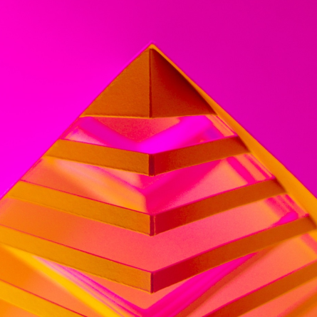 An eye-catching image featuring a bright magenta background with a 3D cut-out of an orange pyramid top in the foreground.