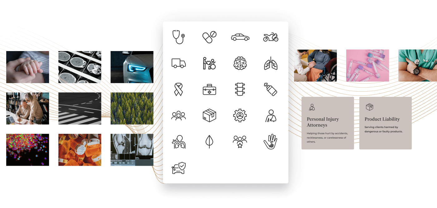 Iconography design refreshed showing elements of the sites most common images turned into icons