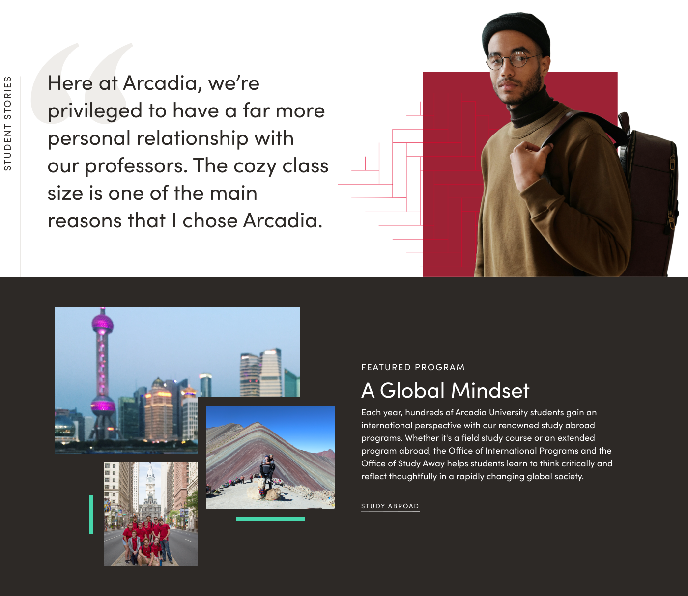 A screenshot of another design element showing layered photos with large pops of color.