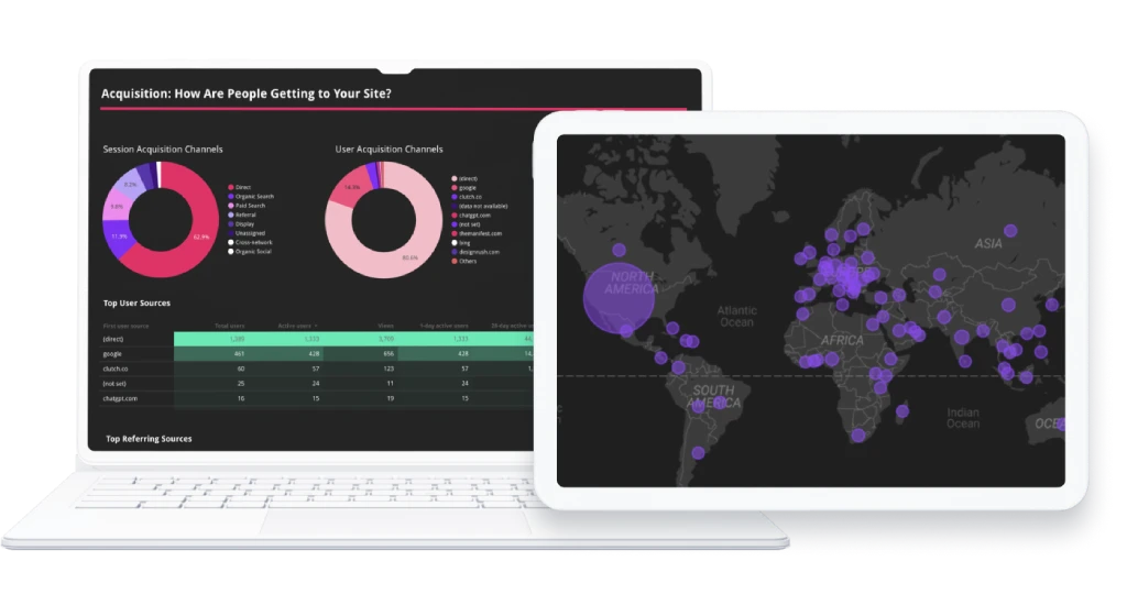 Mockup of website analytics dashboard