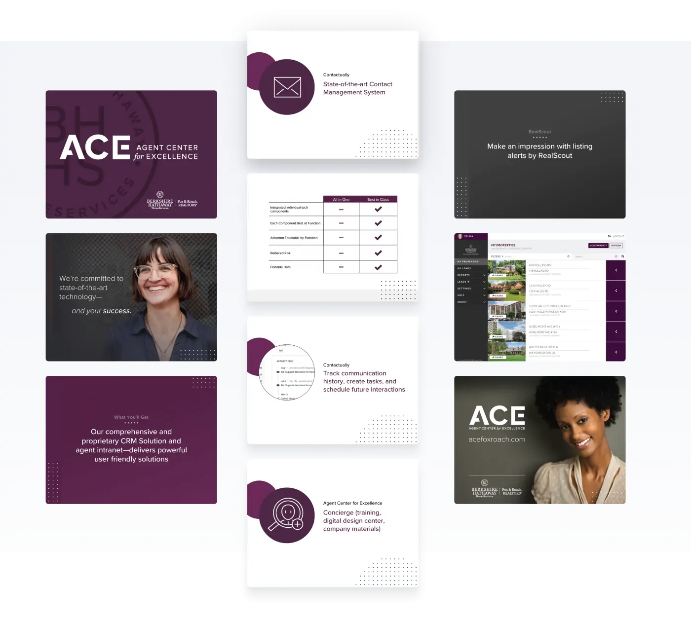 slides featuring the ACE logo and happy people