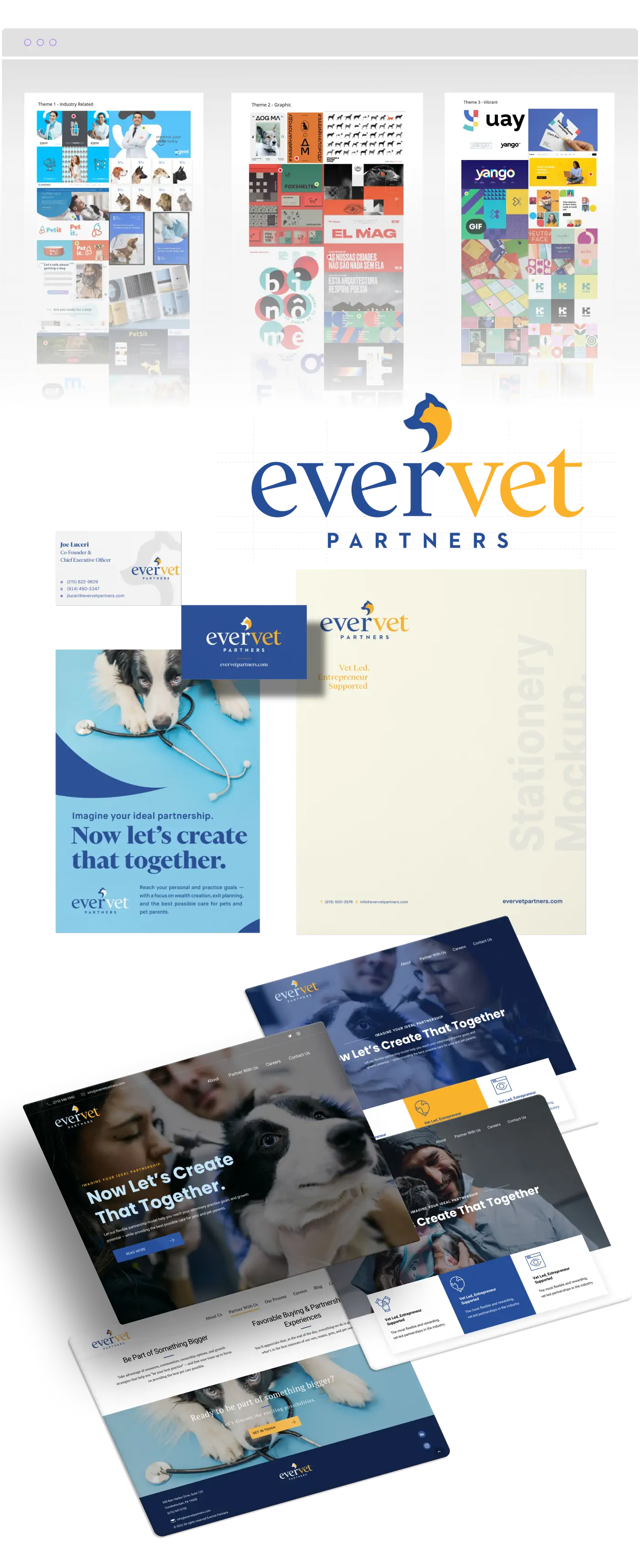 design explorations for EverVet with animal graphics and logos