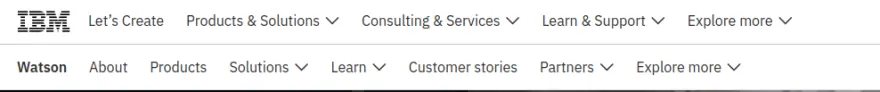 the IBM Watson menu below the main IBM menu