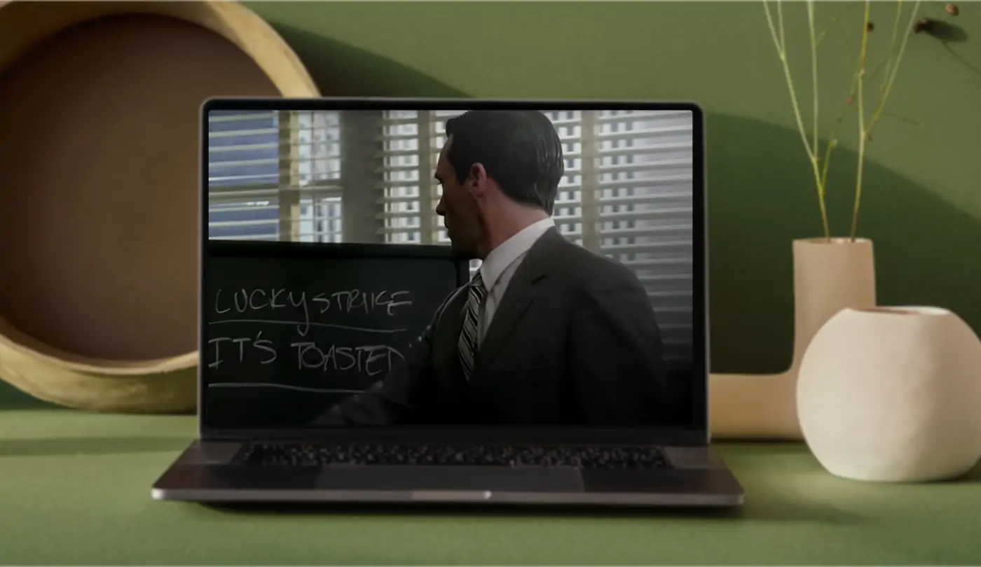 a laptop screen with a scene from 