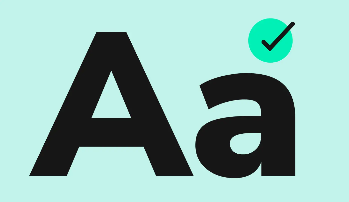 a big letter A next to a lowercase a with a checkmark over it
