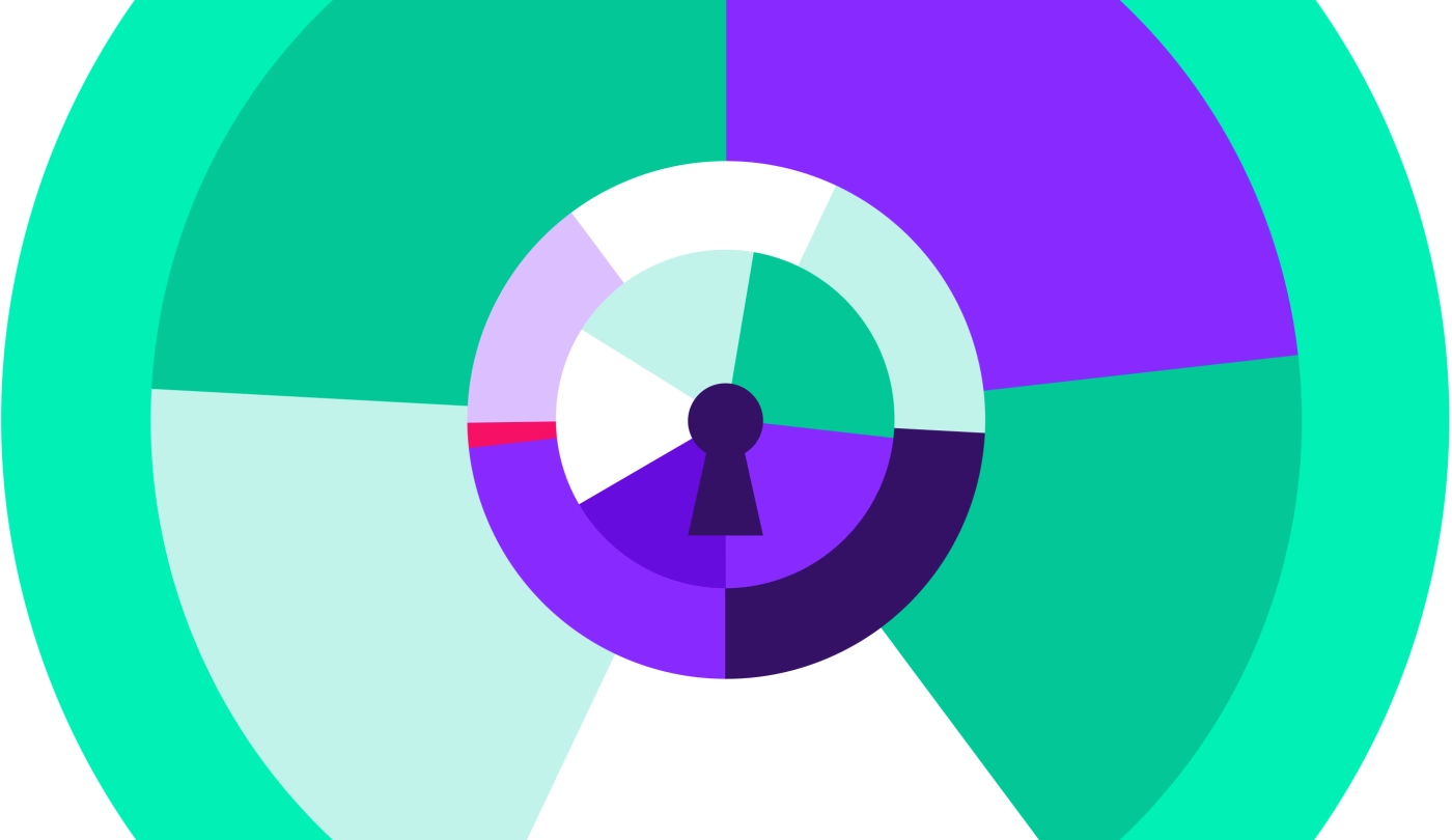 Abstract representation of a lock using Eastern Standard's website colors of green and purple