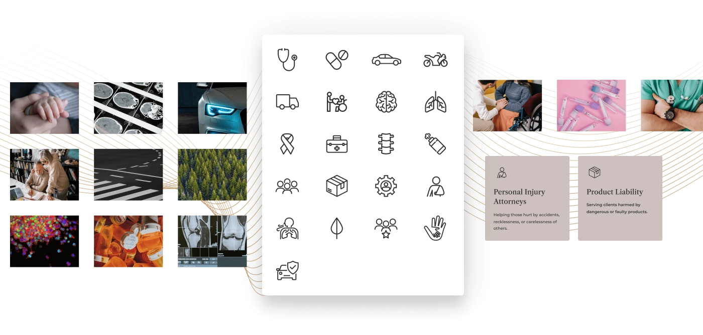 Iconography design refreshed showing elements of the sites most common images turned into icons