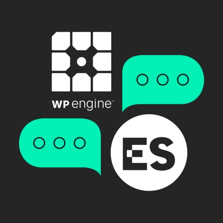 Logos of WP Engine and Eastern Standard with overlapping chat bubbles, representing a collaborative discussion on digital strategy.