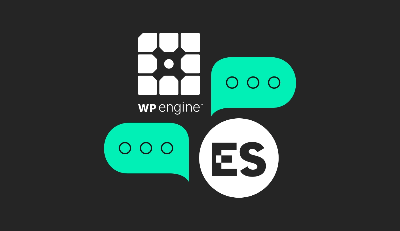 Logos of WP Engine and Eastern Standard with overlapping chat bubbles, representing a collaborative discussion on digital strategy.