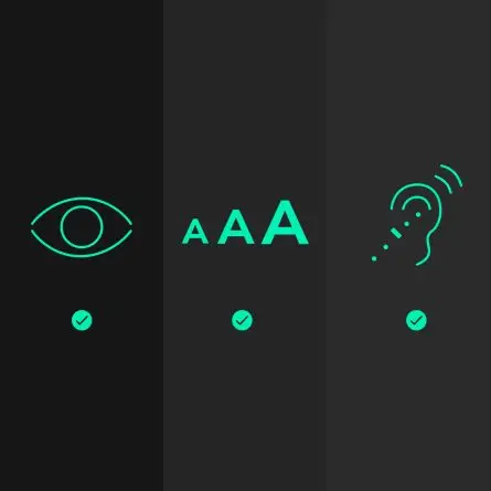 Icons representing ADA accessibility features for users with vision and hearing challenges
